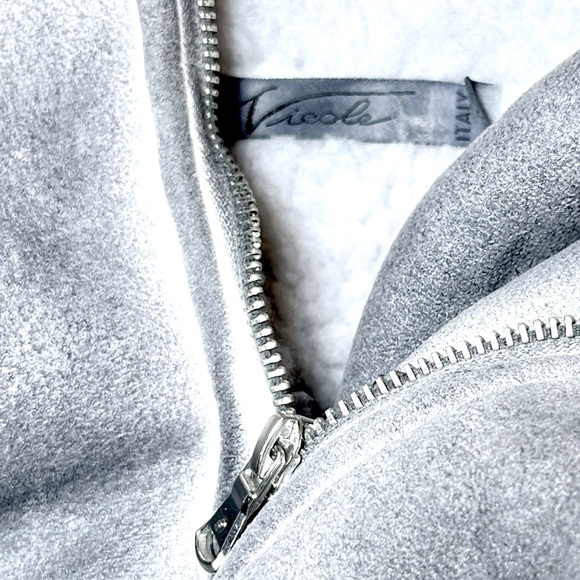 Grey Faux Shearling Sherpa Fleece Vest Asymmetrical Zipper Size Small by Nicole - Picture 9 of 16